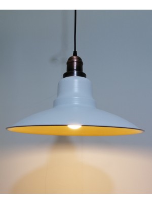 Riolight retro,vintage mutfak,oda,cafe,oteller için beyaz 1xe27 metal sarkıt avize çap:37cm