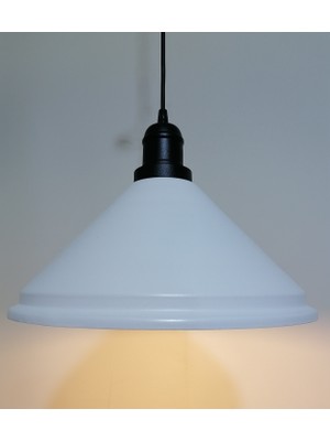 Riolight retro,vintage mutfak,oda,cafe,oteller için beyaz 1xe27 metal sarkıt avize çap:33cm
