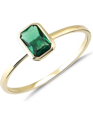 Hepimitu Zümrüt Renkli Altın Tektaş Yüzük YZA.103.01