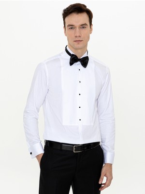 Cacharel Beyaz Slim Fit Smokin Gömlek 50251046-VR013