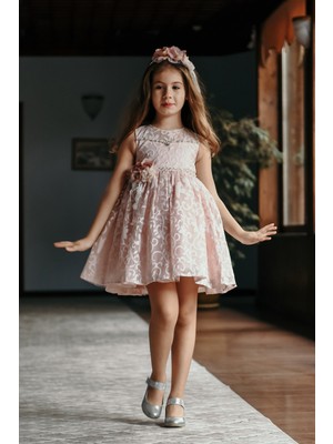 Mialora Couture Taç Aksesuarlı Dantel Elbise,kız Çocuk Abiye Albise
