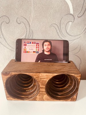 Myk Hediyelik Ahşap Akustik Telefon ve Tablet Standı  Ses Artırma ve Sese Akustik Katma Özelliği