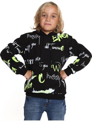 Cansın Mini Erkek Çocuk 1988 Yazı Baskılı Kapşonlu Sweatshirt 14026