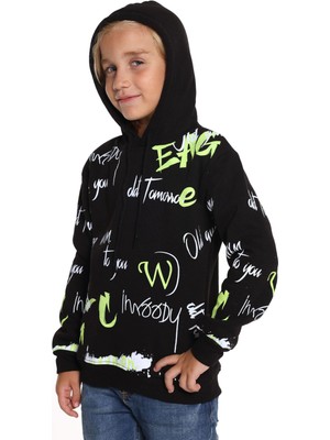 Cansın Mini Erkek Çocuk 1988 Yazı Baskılı Kapşonlu Sweatshirt 14026