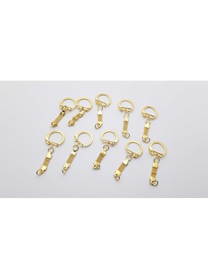 Be Beauty Gold Renginde Metal Hasır (Çelik) Anahtarlık Halka Klipsi 1 Poşette 10 Adet