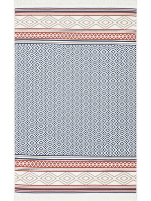 Eko Halı Arya Ar 26 Navy Beige Yıkanabilir Çift Taraflı Modern Desenli Dokuma Kilim