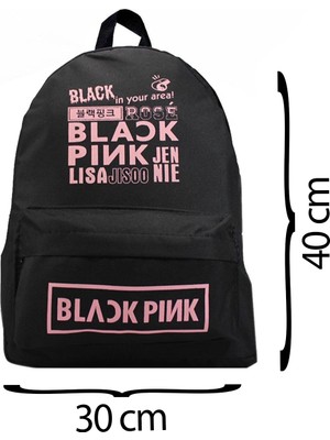 Alp Collection Siyah Blackpink Baskılı Sırt Okul Çantası ve Kalemlik Set