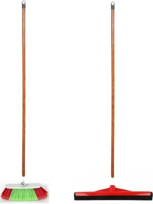 Megaw Zambak Saplı Yer Fırçası Süpürgesi - Saplı Çekçek Çekpas Set 2'li