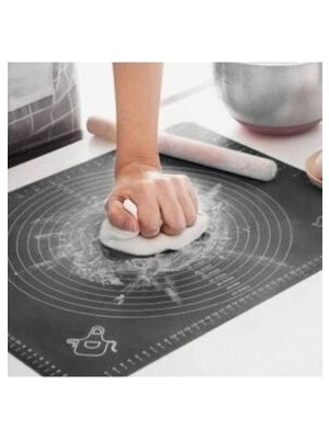 Megaw 65X45 cm Büyük Boy Silikon Hamur ve Pizza Açma Altlık Matı Dayanıklı Silikon--Siyah -Aynı Gün Ücrets