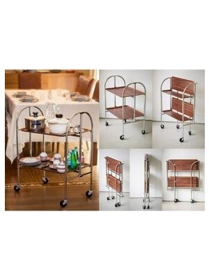 Megaw Katlanır Servıs Arabası Krom / Buyuk Kolaylık