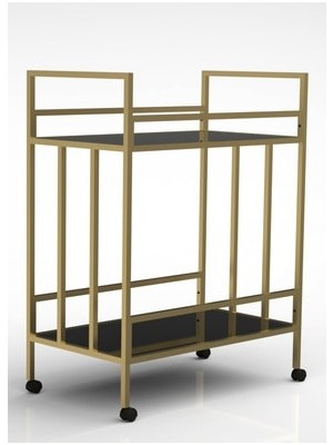 Megaw 2 Katlı Dressuar & Servis Arabası ( Gold- Siyah )