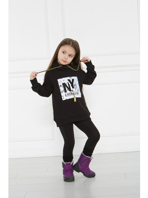 Kidsabu Sweat Ny-Brooklyn Siyah Unisex Hoodie Erkek - kız Sweat Kapüşonlu