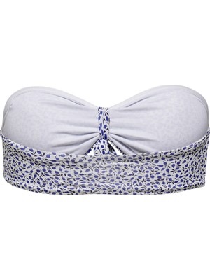 Only Onlella Bandeau Top Normal Kalıp Desenli Açık Mavi Kadın Bikini Üst