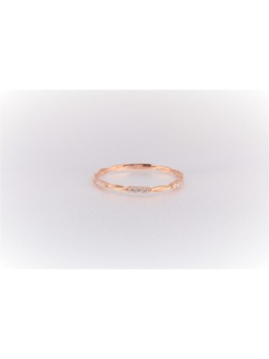 Fasek Gold Burgu Altın Yüzük - 14 Ayar Altın Burma Tel Zirkon Taşlı Minimal Roz Yüzük - Eşe, Sevgiliye