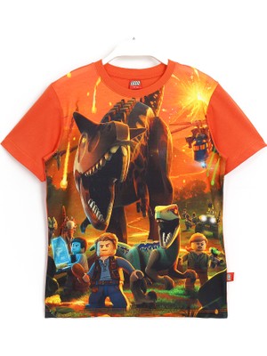 Dinazor Temalı Oyun LEGO Jurassic World 2 Erkek Çocuk T-Shirt Turuncu