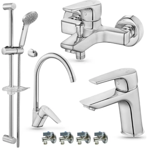 Niobe Set 4: Banyo - Lavabo - Eviye Bataryası - E.C.A Spil Hareketli Duş Seti - Filtreli Ara Musluk |102188053-S4