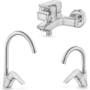 Niobe 3'lü Batarya Seti:Banyo-Lavabo[Kuğu Boru]-Eviye Bataryası |102188054-102118098-102102482