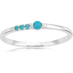 Fasek Gold Minimal Altın Yüzük - 14 Ayar Altın 0.30 Karat Turkuaz Taşlı Minimal Kadın Yüzük