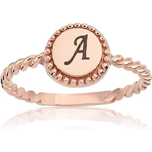 Fasek Gold Burgu Altın Yüzük - 14 Ayar Altın Taşsız Harf Yazılabilir Minimal Kadın Yüzük - Eşe Hediye