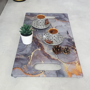 Cam Tepsi | Gold Mermer Desen | 29cm x 52cm