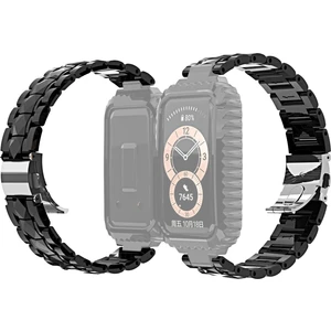 ZH Store Huawei Band 6 / Honor Band 6 İçin Paslanmaz Çelik Kordonlu Saat Siyah (Yurt Dışından)