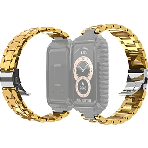 ZH Store Huawei Band 6 / Honor Band 6 İçin Paslanmaz Çelik Kordonlu Saat Altın (Yurt Dışından)