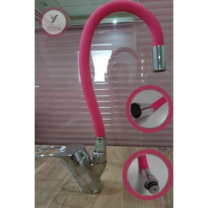 Pembe  Renkli Oynar Başlıklı Spiral Musluk Başlığı Batarya Başlığı Dönebilir Boru Kubar