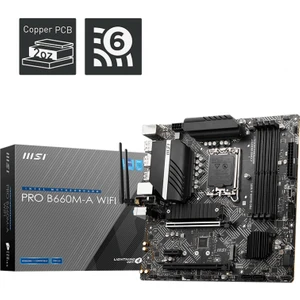 PRO B660M-A WIFI SOKET 1700 DDR5 6200(OC) PCI-E Gen 4 ,M.2 USB3.2 1x 2.5G LAN Wi-Fi 6 mATX