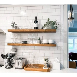Karadeniz Dizayn Doğal Ahşap Raf 2'li Takım - 100X20 cm