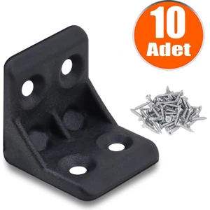 Mobilya Eşya Dolap Köşebent Bağlantı Sabitleme Sabitleyici L Gönye 25x25x25 Mm Siyah (10 ADET)