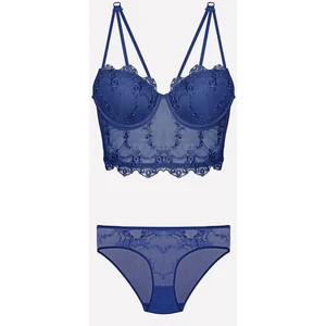 4491 Kadın Destekli Büstiyer Külot Takım-Lacivert