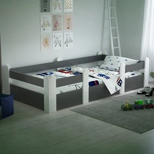 Tulip Life Montessori Karyola Beyaz-Antrasit 90X190 Yatak Uyumlu Oval Kesim Çocuk Yatağı TLP-303