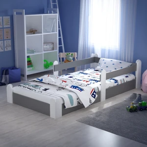 Montessori Karyola Beyaz-Antrasit 90X190 Yatak Uyumlu Oval Kesim Çocuk Yatağı TLP-315