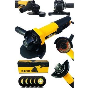 Lieber German 3500 Watt 115-125 mm Tam Profesyonel Bakır Sargılı Sprel Taşlama Makinesi Avuç Içi Taşlama Makinesi 5 Adet Metal Kesme Disk Hediyeli