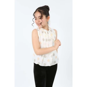 Kız Çocuk Şifon Kumaş Astarlı Kolsuz Bel Lastikli Bluz Gömlek-KG-0003