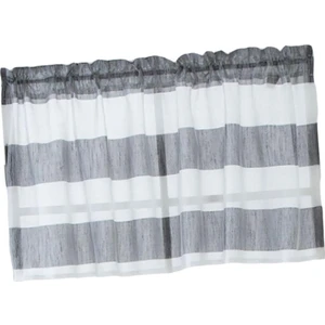 Pencere Çizgili Kısa Valans Çubuk Cep Perdeleri Mutfak Grey_ 74X60 cm (Yurt Dışından)