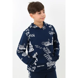 Cansın Mini Erkek Çocuk Yazı Baskılı Kapşonlu Sweatshirt 4-14YAŞ 14020