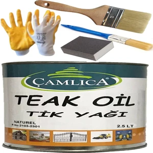 1. Sınıf Teak Oil (Tik Yağı) 2.5 Lt Fırça ve Zımpara Komple Al Uygula Seti