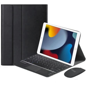 iPad 9.nesil 10.2 Bluetooth Touchpad Klavye+Mouse+Standlı Kılıf Bkk7