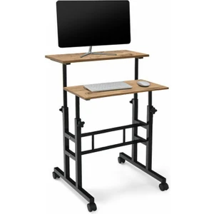 Yükseklik Ayarlı Bilgisayar/laptop ve Çalışma Masası - Çam 60X60 (Tekerli)