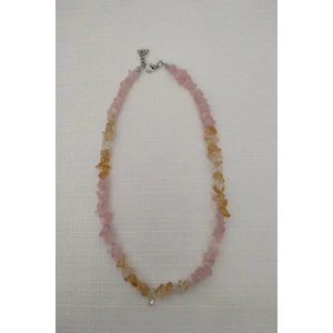 Sitrin  Pembe Kuvars Kırıktaş Kolye