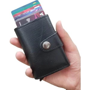 Deri Mekanizmalı Cüzdan Kartlık -Rfıd Engelleyici