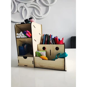 7 Bölmeli Masaüstü Kalemlik Organizer Ofis Düzenleyici Hediyelik Kalemlik Montajı Yapılmış