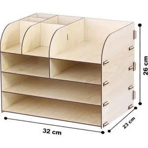 10 Bölmeli Masaüstü Organizer Dosya Düzenleyici Akça Ahşap Organizer(montajı Yapılmış)