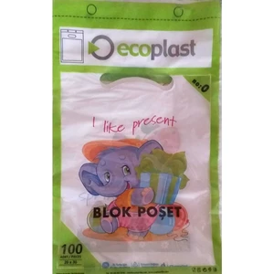 Baskılı Blok Poşet Beyaz Blok Poşet Kırtasiye Poşet Eczane Poşet 26X38CM (No:2) 100 Adet
