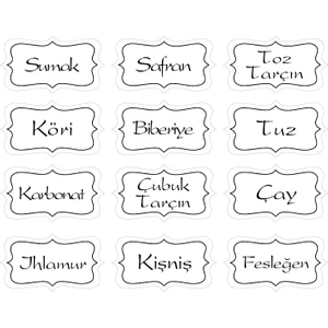 Kutu Ambalaj Baharat, Bakliyat, Kuruyemiş Kavanoz Etiketi 119 Adet - Beyaz