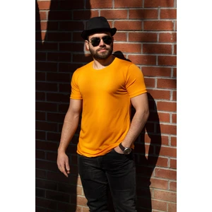 Azıcık Akıllı Sarı Hardal Basic Rahat Ince Petek Kumaş Spor Erkek Tshirt 22ETSHPORT