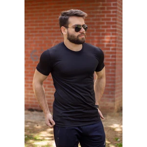 Azıcık Akıllı Siyah Basic Rahat Ince Petek Kumaş Spor Erkek Tshirt 22ETSHPORT