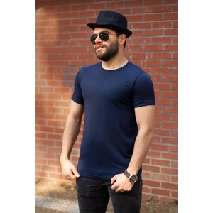 Azıcık Akıllı Lacivert Basic Rahat Ince Petek Kumaş Spor Erkek Tshirt 22ETSHPORT