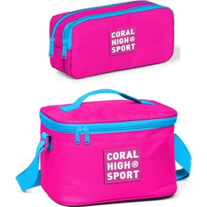 Coral High Sport Neon Pembe Beslenme ve Kalem Çantası Okul Seti